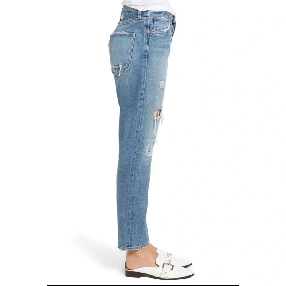 AGOLDE Jamie High Rise Classic Isolation Jeans Distressed Bottom Fly Size 27